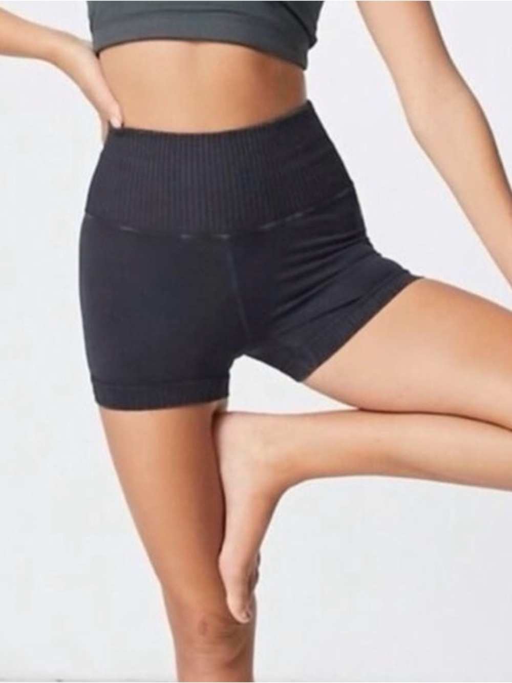 FP Movement by Free People High-Rise 2.75” Run Shorts in Washed Black
